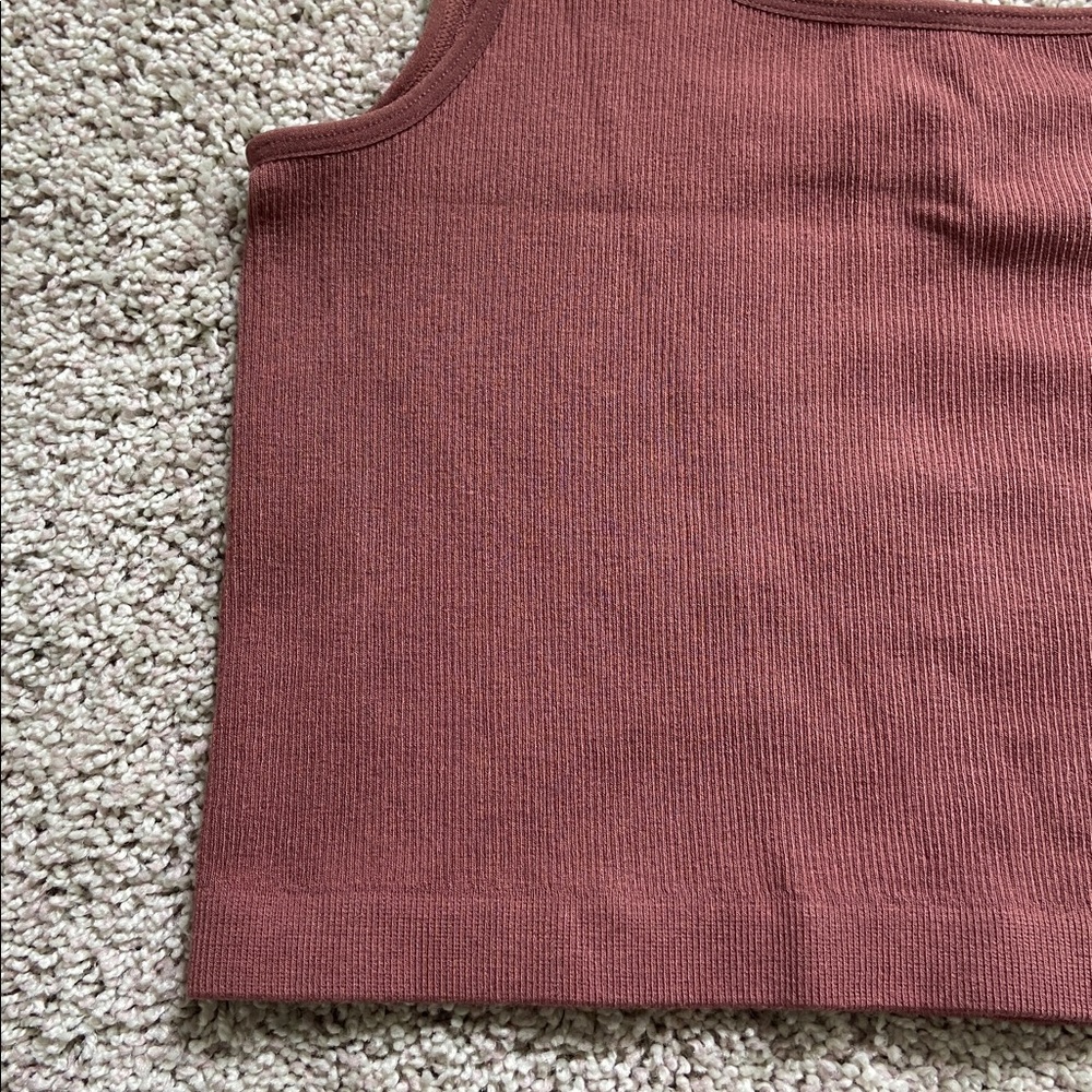 c’est moi • Chestnut Fine Ribbed Cropped Bamboo Tank - Picture 3 of 11